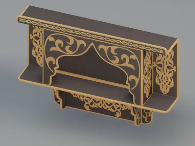 Moroccan painted Wood Shelf 3D model
