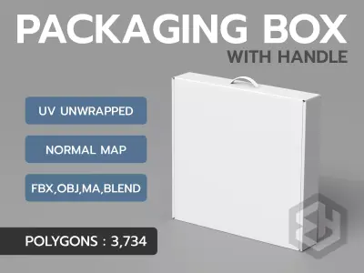 Mockup Packaging Box with Handle 3D model