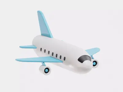 Airplane cartoon Low-poly 3D model