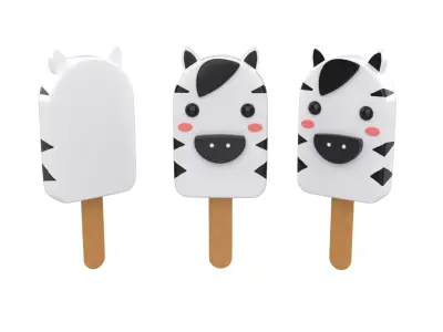 Cartoon Zebra Ice Cream Cute Low-poly 3D model