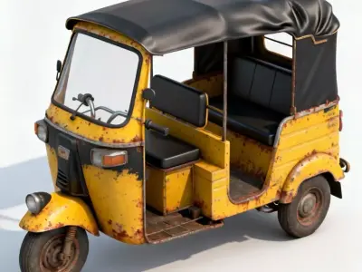 Asian Auto-Rickshaw Tuk-Tuk 3D Model Low-poly 3D model