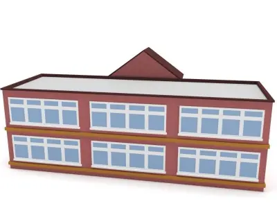 3D Low Poly School Building Low-poly 3D model