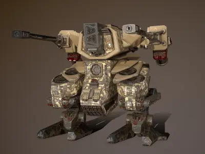 Battle Mech Rigged PBR Game Ready Free low-poly 3D model