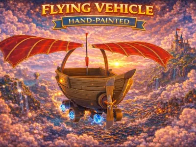 Flying Vehicle Hand-Painted Low-poly 3D model