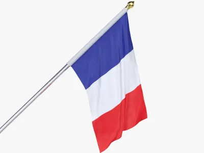 France Cloth Flag Wall Mount Animated 3D model