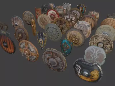 Medieval Fantasy Shields Pack 3D model