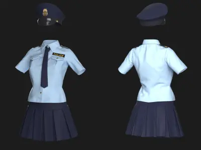 Stylized police uniform  Marvelous Designer project obj 3D model
