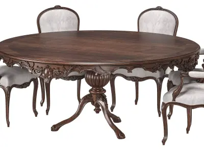 benjamin randolph french round table and chair  art 732 3D model