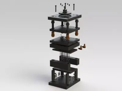 Mold clock tower made of metal and wood Free 3D model