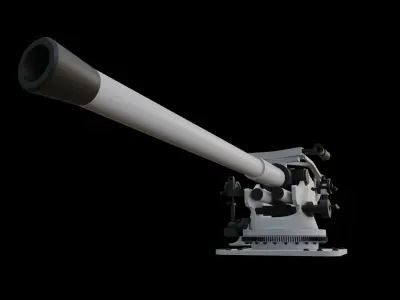 5-inch 50-caliber  US Naval Gun 3D model