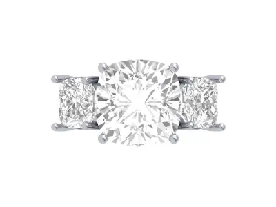 Cushion 3 Stone Bridal Ring 3D print model shop