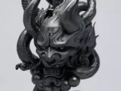 Oni Demon Mask with Snake and Dagger 3D Model 3D print model