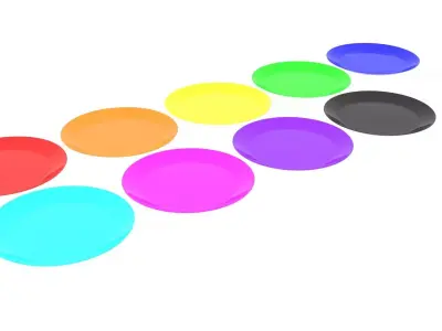 Colored Ceramic Plates Set 3D model