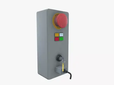 Emergency Stop Control Box Low-poly 3D model