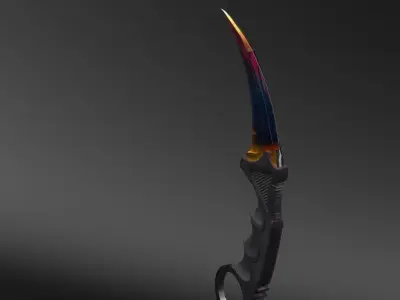 Karambit Knife Colorful Diamonds Style Low-poly 3D model