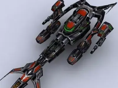 Sci-Fi Space Fighters Fleet Low-poly 3D model