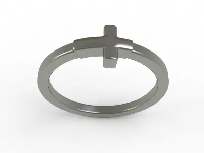 Antique Plain Cross Ring 3D print model