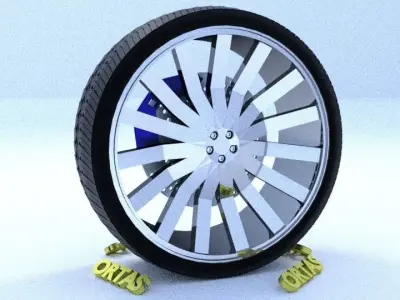 ORTAS CAR RIM 10 GAME READY RIM TIRE AND DISC 3D model