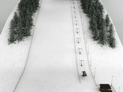 Ski slope lift mountain pack 3D model buy