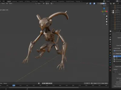 Metallic Imp - Sci-Fi Creature 3D Model for Games Animation Low-poly 3D model