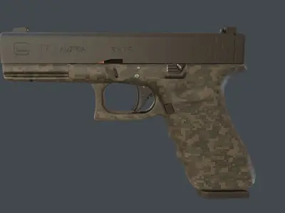 Camouflage Glock 17 with magazine Low-poly 3D model