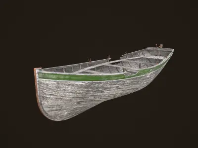 Damaged wooden boat Yal-6 Low-poly 3D model