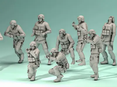 Military Soldier Poses Pack - Game Ready Low-poly 3D model