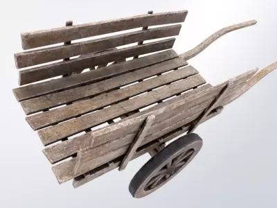 Wooden Wagon Low-poly 3D model buy
