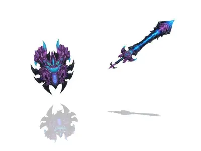 Infernal - Sword and Shield Low-poly 3D model