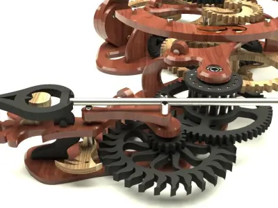 Wooden Clock with Gravity Escapement 3D model