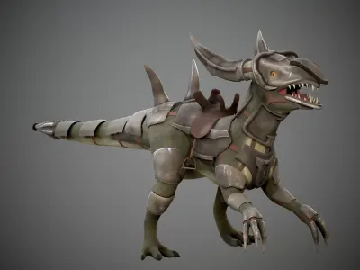 Animated dinosaur in armor Low-poly 3D model