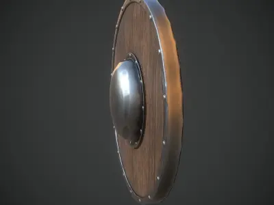 Game Ready Wooden Shield Low-poly 3D model