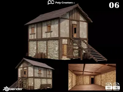 Medieval House 06 - 4K Textures Game Ready Low-poly 3D model