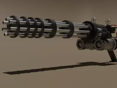 GATLING MACHINE GUN Low-poly 3D model