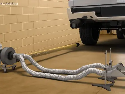  Adjustable Car Exhaust Suction Hose Yellow Rigged for Cinema 4D 