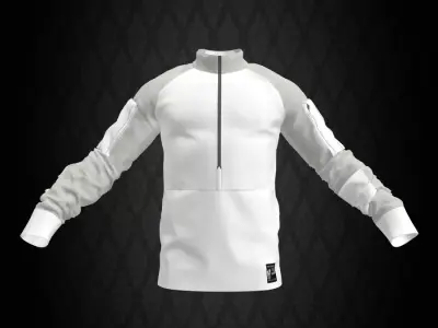 White Military Combat Shirt 3D model