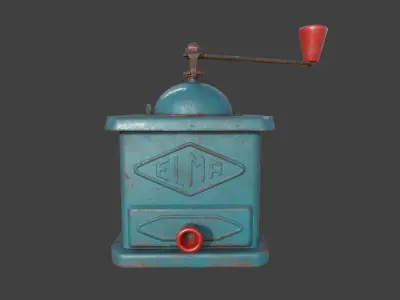 Vintage coffee grinder cloudy blue Low-poly 3D model