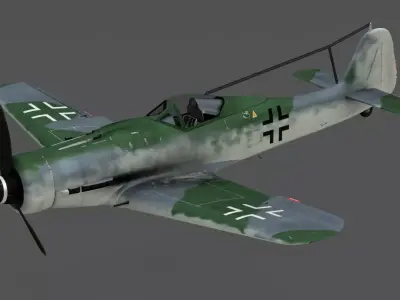 Focke-Wulf Fw 190 D-9 Dora 3D Model WWII German Fighter  Free low-poly 3D model