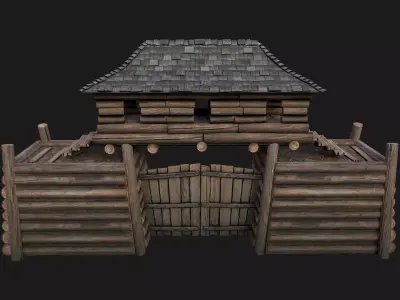 Castle Gate Chinese Japanese  Low-poly 3D model