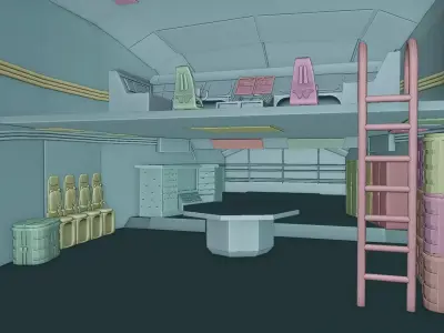 Rusty Space Ship Low-poly 3D model