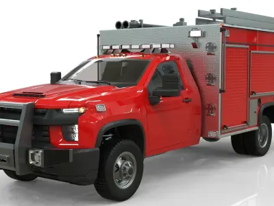  Silverado  2021 FIRETRUCK singlecab Low-poly 3D model
