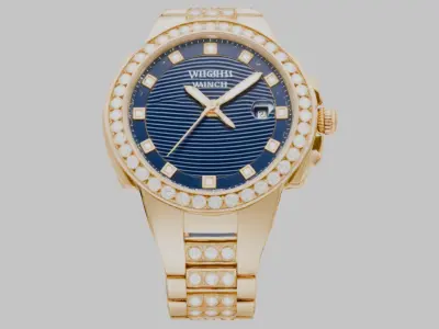 sleek modern gold wristwatch Low-poly 3D model