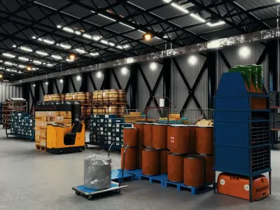 Industrial Warehouse And Logistics Distribution Center 3D model