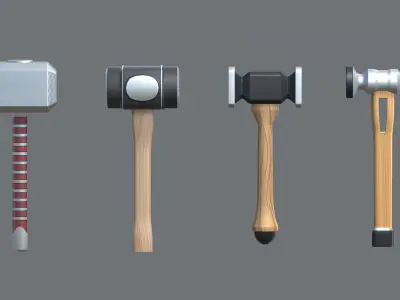 Low Poly Hammer Pack - 16 Pieces Low-poly 3D model