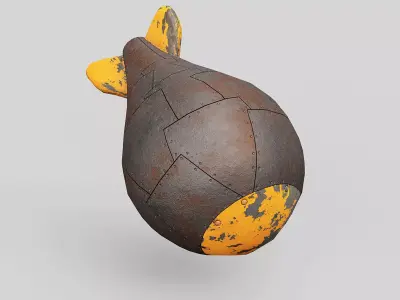 Nuclear Atom Bomb in Steampunk Style Low-poly 3D model