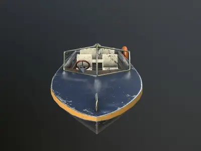 Motor boat Low-poly 3D model