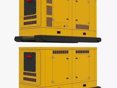 Yellow Industrial Gas Generator 3D model