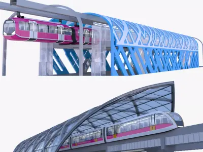 Monorail stations 2024 collection II 3D Model Pack purchase