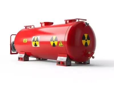 Industrial Red Storage Tank model pack with radiation symbol Low-poly 3D model