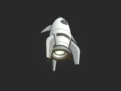 Cartoon Spaceship 06 Black White - Spacecraft Vehicle SciFi Low-poly 3D model